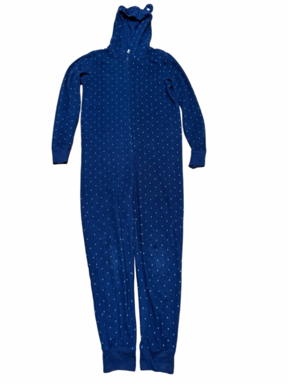 Live Love Dream Women's XS S Navy Polka Dot Fleece Deer Hood Pajama